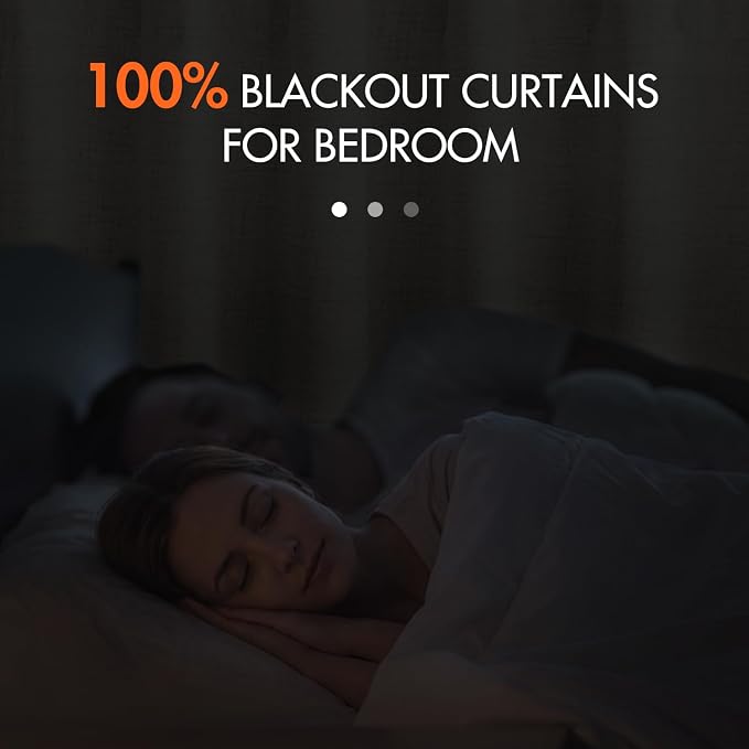 MIULEE 100% Blackout Curtains Linen Curtains & Drapes W52xL84 Inch, Cream | 2 Panels, Full Black Out, Thermal Insulated, Room Darkening Window Curtains for Bedroom Living Room , Back Tab & Rod Pocket