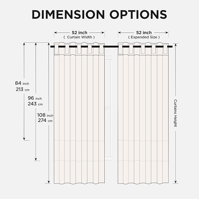 Joydeco Blackout Curtains 84 Inch Long for Bedroom, Thermal Insulated Black Out Curtains 2 Panels Set, Room Darkening Drapes for Living Room Window (W52 x L84 Inch, Khaki)