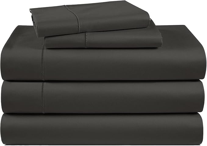 LANE LINEN Split King Bed Sheets 100% Egyptian Cotton Sateen - Black | Cotton Split King Sheets Sets For Adjustable Bed - 5-Piece Set, For A Luxurious Night's Sleep, Guest-Ready Comfort