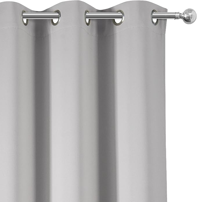 Light Grey Blackout Curtains 34 x 63 Inch Length/Set of 2 Curtain Panels/Thermal Insulated Room Darkening Blackout Curtains for Bedroom