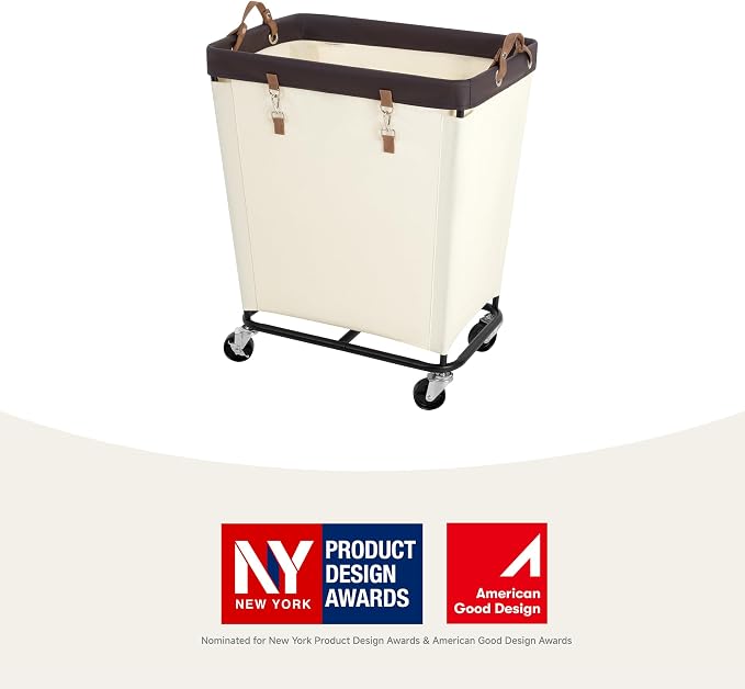 StorageWorks 210L Laundry Basket with Wheels, Rolling Hampers for Clothing | Large Beige Laundry Basket with Wheels & Handles, Rolling Cart for Bedroom, Bathroom, Dorm, Hotel