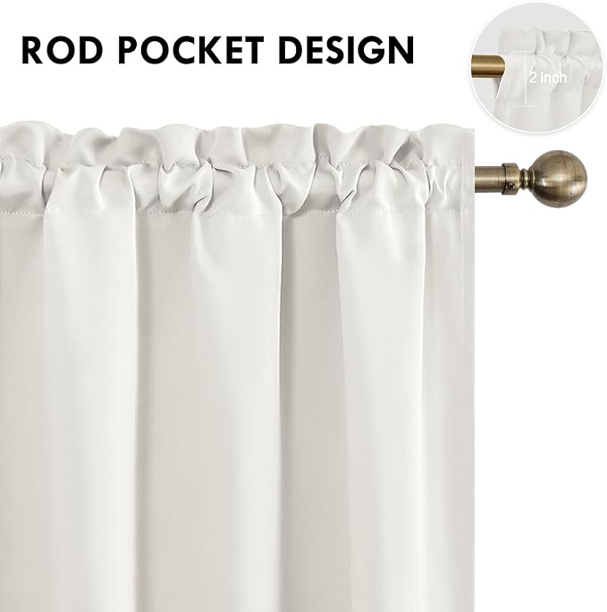 DWCN Blackout Curtains for Bedroom Living Room 42 x 72 Inch Long Ivory | 2 Panels Set, Room Darkening, Thermal Insulated, Light Blocking, Rod Pocket Drapes, Noise Reducing Window Treatments