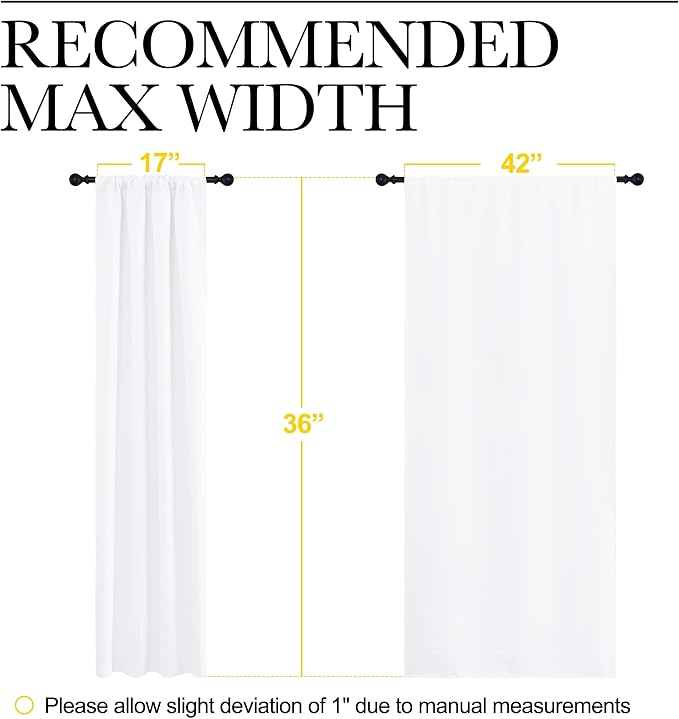 NICETOWN White Light Filtering Curtains for Kitchen 42" w x 36" L 2 Panels | Home Decoration Room Darkening Noise Reducing Light Blocking Drapes for Bedroom Camper Small Window, Privacy Window Decor