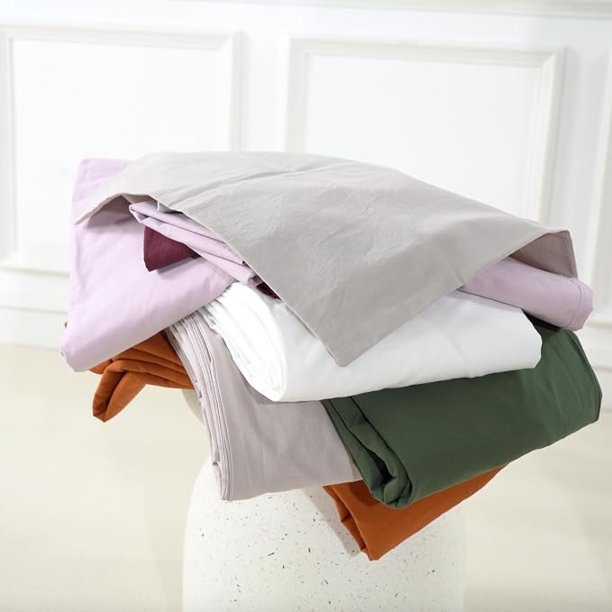 NEXHOME PRO Duvet Cover Set King Size Linen Feel Textured Organic Natural 100% Washed Cotton Duvet Cover 3 Pieces Bedding Set with Zipper Closure, Breathable, Forest Green (No Comforter)