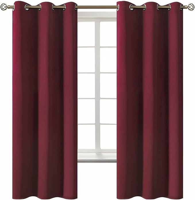 BGment Burgundy Blackout Curtains for Bedroom 63 Inch Long - 2 Panels | Grommet Top, Black Out, Room Darkening, Sunblock, Thermal Insulated, Window Drapes for Kids Boys Room, 42x63 Inch
