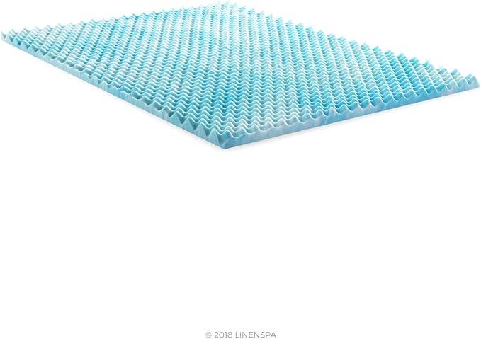 Linenspa 2 Inch Gel Memory Foam Mattress Topper – Egg Crate Style, Reversible for two feels – Promotes Airflow & Relieves Pressure Points – Twin XL