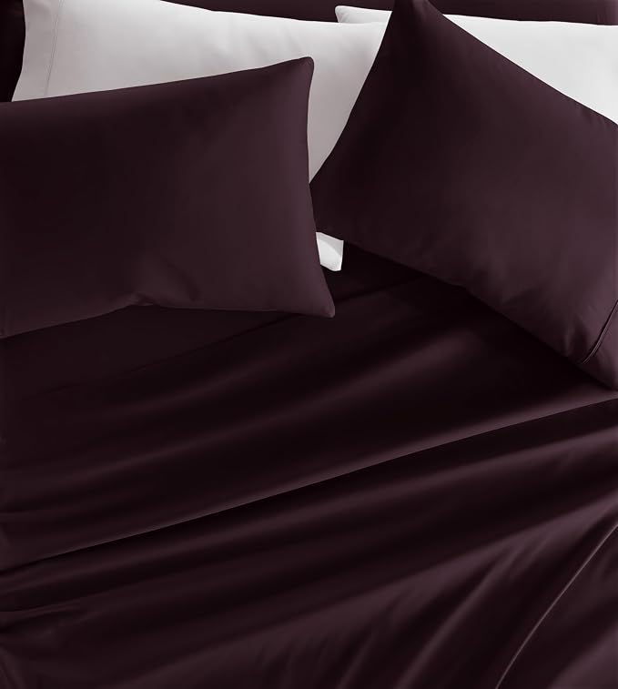 Linen Market Brushed Microfiber Full Sheet Set 4 Piece – Oeko-TEX Certified Ultra Soft & Wrinkle-Free - 16" Deep Pocket Sheets - Easy Care Full Size - Purple
