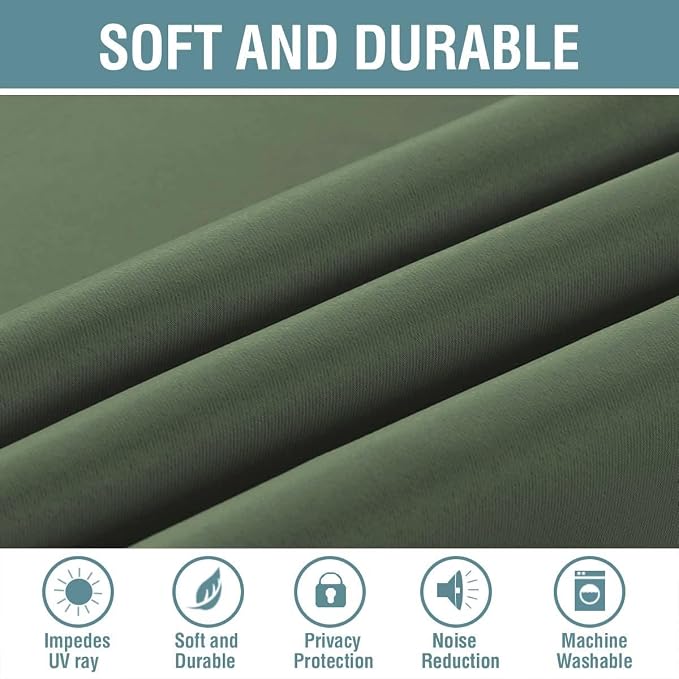 H.VERSAILTEX Green Blackout Curtain for Living Room Thermal Insulated Window Treatment Curtain Extra Long 102 inch Length Energy Saving Solid Blackout Drape, 1 Panel, Bronze Green, 52" W x 102" L
