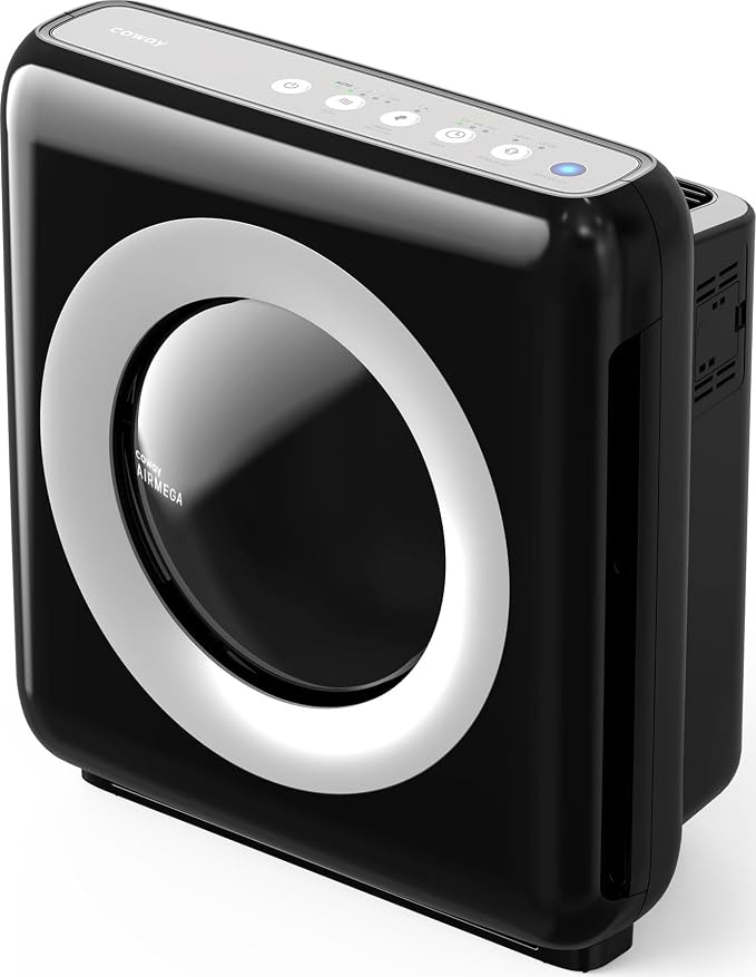 COWAY Air Purifier for Home Up to 1,748ft², HEPA Filter for Smoke, Allergies, Pet Dander, Odor, Air Quality Monitor, Auto&Eco Mode, Timer, Filter Indicator, 3yr Warranty, Mighty AP-1512HH, Black