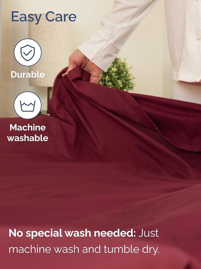 Extra Deep Full Sheet Set - 6 Piece Breathable & Cooling Sheets - Burgundy | Hotel Luxury Bed Sheets Set, Easy & Secure Fit, Ultra-Soft, Wrinkle & Fade Free, Comfy Sheets Set with Extra Deep Pockets