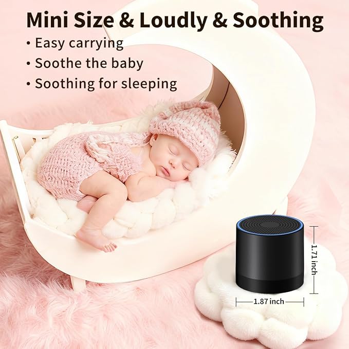 Portable Mini White Noise Machine Sound Machine with 30 Soothing Sounds for Newborn Kids Adults Rechargeable Sleep Brown Noise Machine with 4 Timers Memory Function for Travel Camping Home and Office