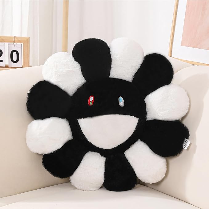 FIONOUT Smile Face Flower Pillow, Decorative Throw Pillows, 15.7 Inch | Ultra Soft Flower Pillow With Plush Fabric, Cute Decorative Accent Cushion For Aesthetic Room Decor and Thoughtful Gifts.