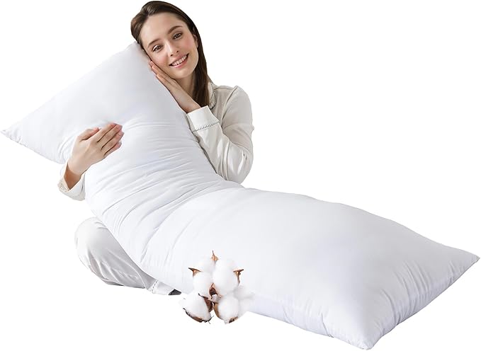 SHOUREN Large Body Pillow,Long Bed Pillow for Adults,20x54in | Breathable,sweat-absorbing,skin-friendly,medium firmness for side sleepers,multiple application
