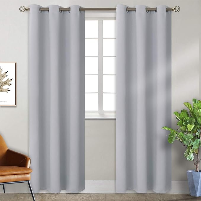 BGment Light Grey Room Darkening Curtains 84 Inch for Living Room 2 Panels | Grommet Top, Light-Blocking, Sunblock, Thermal Insulated, Window Drapes for Bedroom, 38x84 Inch