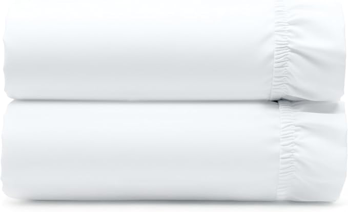 Pack of 2 100% Cotton Sateen Twin Size Fitted Sheet, White | 2 Fitted Sheets, 400 Thread Count Backed by Good Housekeeping Seal, All-Around Elastic, No-Pop Fit, Durable, OEKO-TEX