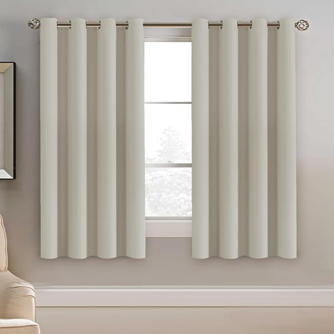 H.VERSAILTEX Window Treatment Blackout Curtains 63 inches Length, Thermal Insulated Room Darkening Solid Grommet Curtains/Drapes for Bedroom/Living Room - 1 Panel, Ivory/Cream, 52" W x 63" L