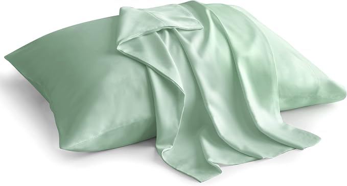 BEDELITE Cooling Pillow Cases Queen, Rayon Made from Bamboo, Mint Green | Cooling and Breathable Pillow Cover for Hot Sleepers & Night Sweats, Silky Soft Cozy, Envelope Closure, 20"x30", Set of 2