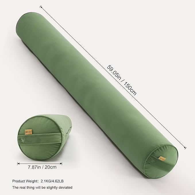 Body Pillow for Adults,Long Round Pillow,Big Cylindrical Pillow,Large Full Bolster Pillows for Side Sleepers (Olive Green, 59"*7.87")