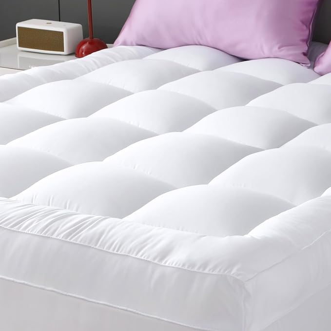 YUGYVOB Full Size Mattress Topper Extra Thick, Cooling Plush Mattress Pad | Soft & Breathable Brushed Cover, Down Alternative Fill, Pillow Top Bed Topper with 8-21" Deep Pocket