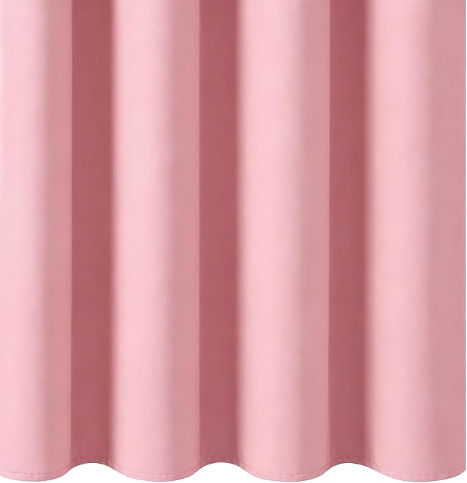 Blackout Curtains 52 x 90 Inch Long Pink Curtains Set of 2 Panels Room Darkening Curtains for Bedroom and Living Room
