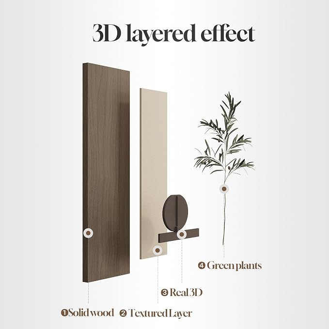 Cuspin Modern 3D Textured Long Narrow Vertical Wall Art | Tall slim type, Faux olive branches, Layered panels, Neutral tones, For bedroom dining room hallway entryway wall decor