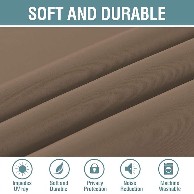 H.VERSAILTEX Blackout Patio Curtains 100 x 102 Inches for Sliding Door Extral Wide Blackout Curtain Panels Thermal Insulated Room Divider - Grommet Top, 8.5' Tall by 8.3' Wide - Macchiato