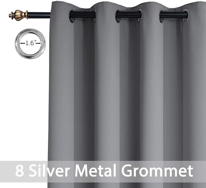 Yakamok Grey Room Darkening Curtains 84 inch Gray Sliding Door Drapes | 1 Extra-wide Panel,W52xL84,Soft Triple-weave,Grommet,Blackout Thermal Insulated Drapes,Privacy,Light Reduction,Patio doors