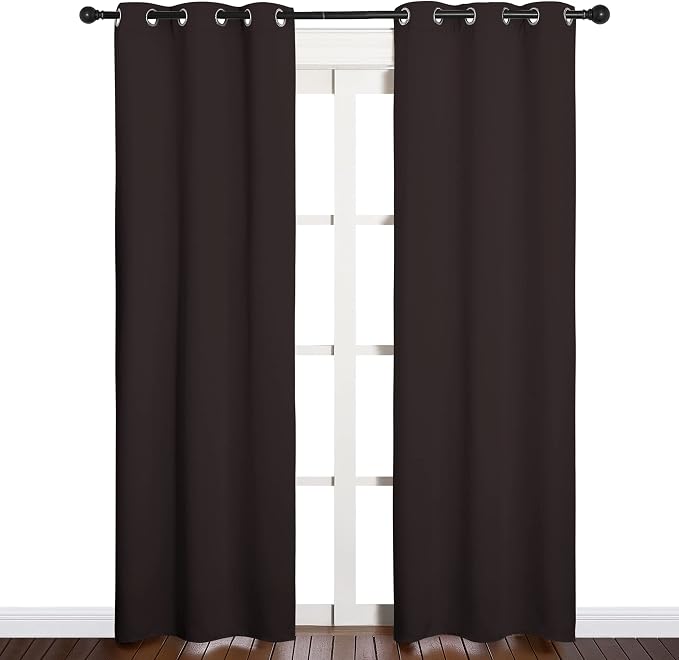 NICETOWN Thermal Curtains, 2 Panels, 34 x 84-inch, Toffee Brown | Energy Smart Thermal Insulated Solid Grommet Blackout Curtains/Drapes Window Panels
