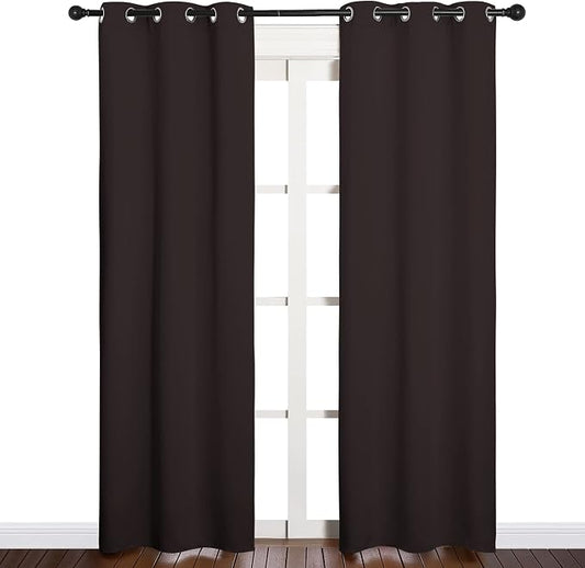 NICETOWN Thermal Curtains, 2 Panels, 34 x 84-inch, Toffee Brown | Energy Smart Thermal Insulated Solid Grommet Blackout Curtains/Drapes Window Panels
