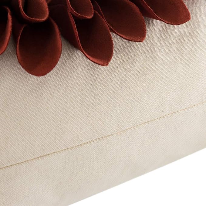 OiseauVoler 3D Sunflower Throw Pillow Covers Decorative Floral Pillowcases Cushion Cases Home Sofa Bed Guest Room Decor Rust Red 18x18 Inches