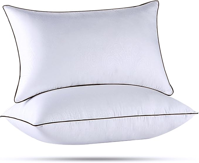 HUXMEYSON Pillows Standard Size Set of 2, Down Alternative Fill | OEKO-TEX Certified, Firm Standard Size Pillows for Side and Back Sleepers, Machine Washable, 2 Pack