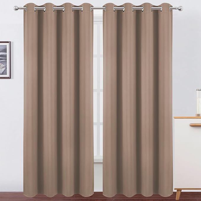 Blackout Curtains 52 x 120 Inch Long Cappuccino Curtains Set of 2 Panels Room Darkening Curtains for Bedroom and Living Room