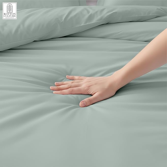 Custom Duvet Cover 100% Egyptian Cotton 600 Thread Count Ultra Soft Breathable Durable Customizable Comforter Cover(Desired Dimensions) Zipper Closure & 7Internal Ties Aqua Green
