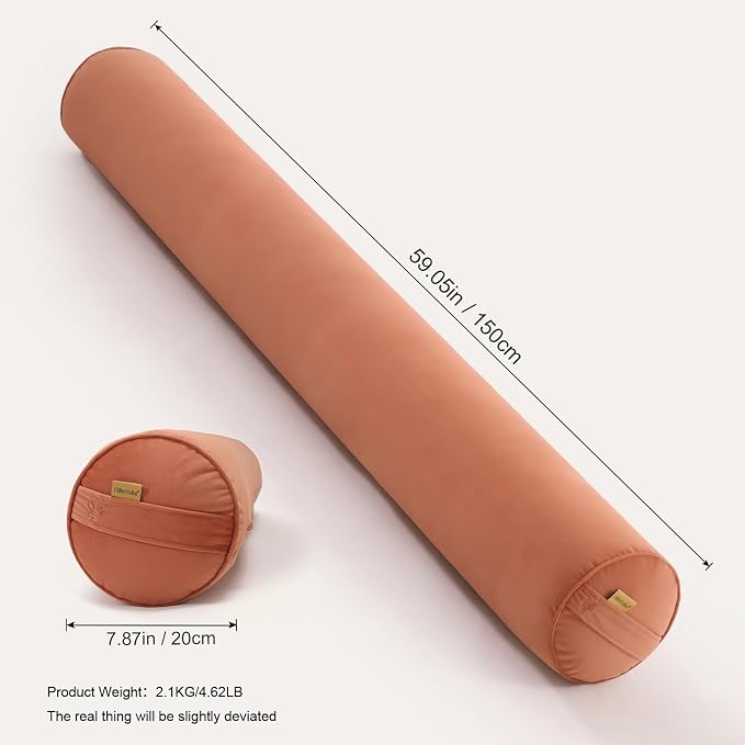 Body Pillow for Adults, Amber Orange, 59"*7.87" | Long Round Pillow, Big Cylindrical, Full Bolster, For Side Sleepers
