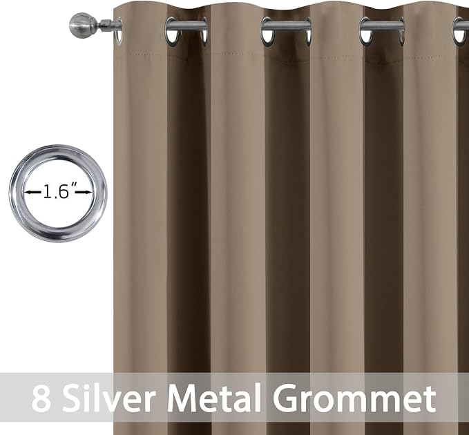 Yakamok Room Darkening Curtains 52x84 inch Length Khaki-Living Room | 2 panels,grommet blackout window treatment,thermal insulated,light blocking drapes,privacy protection,bedroom dining room