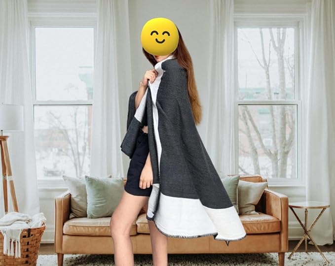 Fcteap h Blanket Soft Throw Blanket Faux Fleece Cashmere Plaid Warm Shawl Thick Knitted Plush Cozy Comfy for Women Throw Blanket for Sofa Couch Bed Queen King Size 55x66 in (Black)