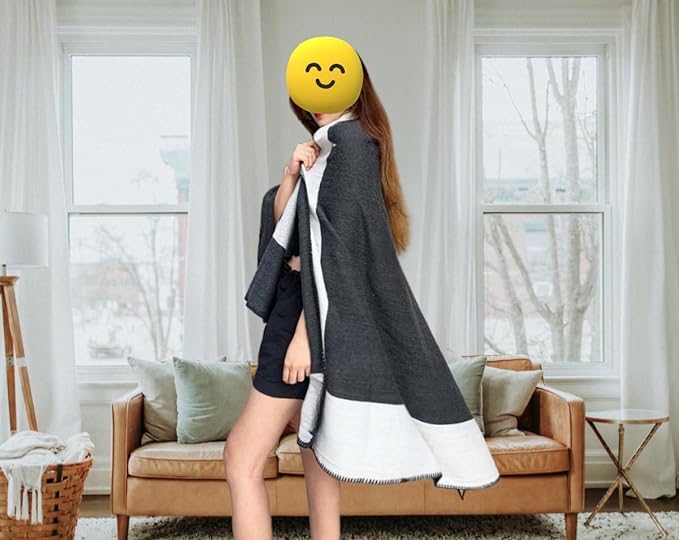 Fcteap h Blanket Soft Throw Blanket Faux Fleece Cashmere Plaid Warm Shawl Thick Knitted Plush Cozy Comfy for Women Throw Blanket for Sofa Couch Bed Queen King Size 55x66 in (Light Grey)