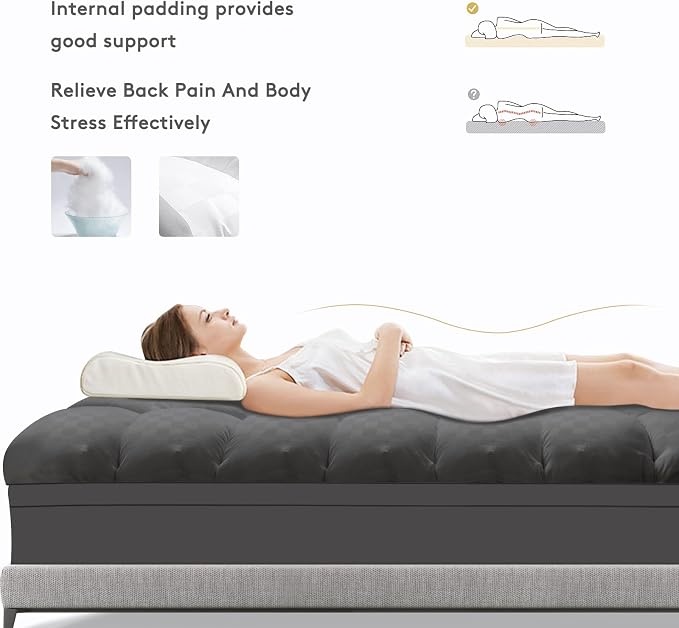 SameBed Mattress Topper Queen,Extra Thick Mattress Pad Cover for Back Pain,Cooling Mattress Protector with 8-21 Inch Deep Pocket,Overfilled Down Alternative Filling,Grey