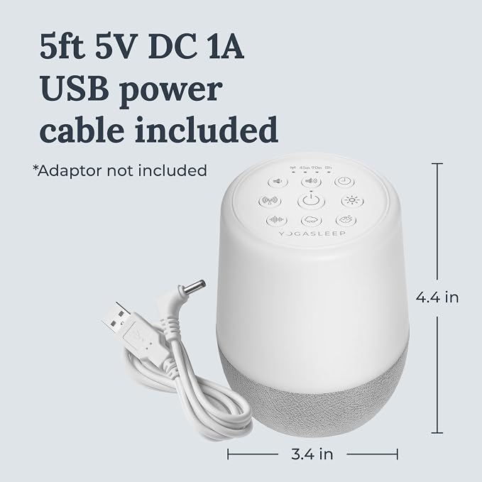 Yogasleep Duet White Noise Sound Machine & Night Light, 30 Natural Sounds,Bluetooth-Wireless Speaker for Travel,Office Privacy,Concentration,Sleep Aid for Adults & Baby, Registry & Nursery Gift,White