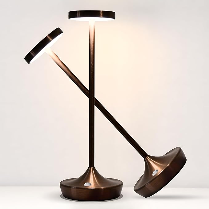 Brown Cordless Table Lamps, Rechargeable 6000mAh, 72H Runtime, Waterproof | Stepless Touch Dimming with 3 Color Modes & Memory Function for the Perfect Ambiance at Home, Restaurants & Patios (2 Brown)