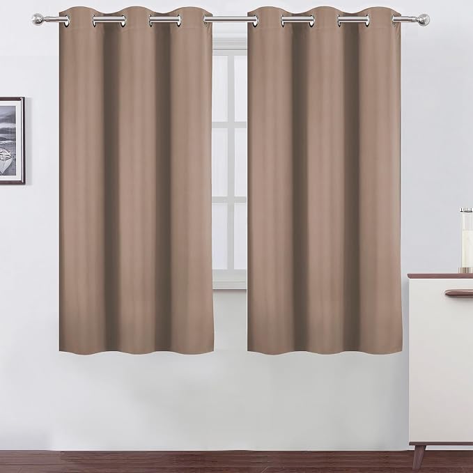 Cappuccino Blackout Curtains 34 x 63 Inch Length/Set of 2 Curtain Panels/Thermal Insulated Room Darkening Blackout Curtains for Bedroom