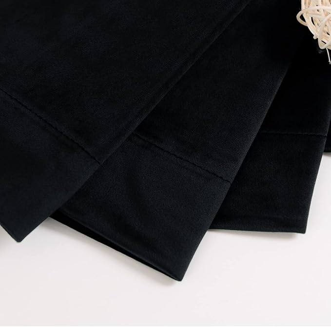 BGment Black Velvet Curtains 90 Inch for Bedroom, Halloween Decor, 2 Panels | Thermal Insulated Blackout Panels, Super Soft, Room Darkening, Thick Drapes for Living Room, Back Tab Rod Pocket, 52x90 Inch