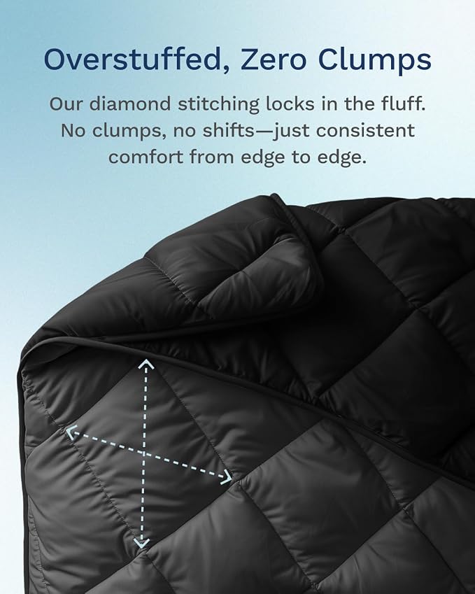 ViscoSoft Queen Comforter - Cloud-Soft Down Alternative Duvet Insert, All Season Cooling Lightweight Reversible Quilted Blanket for Bedroom & Guest Room, Oeko-TEX Certified, Black/Gray | All Season Cooling Lightweight Reversible Quilted Blanket - OEKO-...