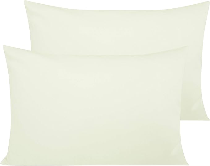 NTBAY Queen Egyptian Cotton Sateen Pillowcases, Set of 2, Ivory | 500 Thread Count Egyptian Cotton Sateen with Envelope Closure, 2 Pack 20 x 30 Inch Pillowcases, Insert Not Included