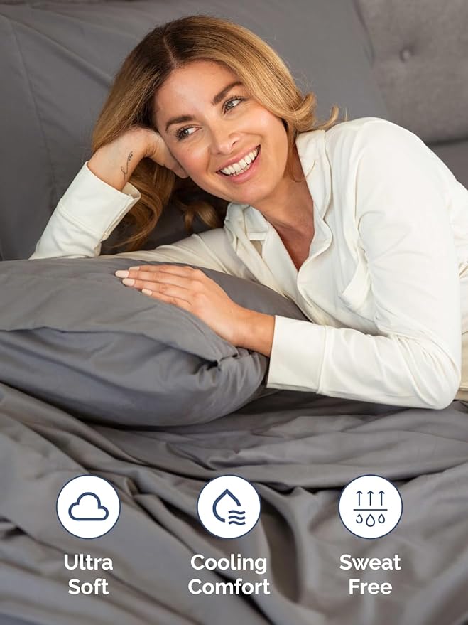 Extra Deep Twin Sheet Set - 4 Piece Breathable and Cooling Sheets - Grey | Hotel Luxury Bed Sheets Set, Easy & Secure Fit, Ultra-Soft, Wrinkle & Fade Free, Comfy Sheets Set with Extra Deep Pockets