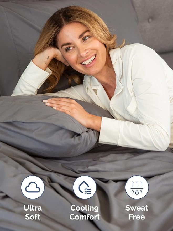 Extra Deep Cal King Sheet Set - 6 Piece Breathable & Cooling Sheets - Grey | Hotel Luxury Bed Sheets Set, Easy & Secure Fit, Ultra-Soft, Wrinkle & Fade Free, Comfy Sheets Set with Extra Deep Pockets