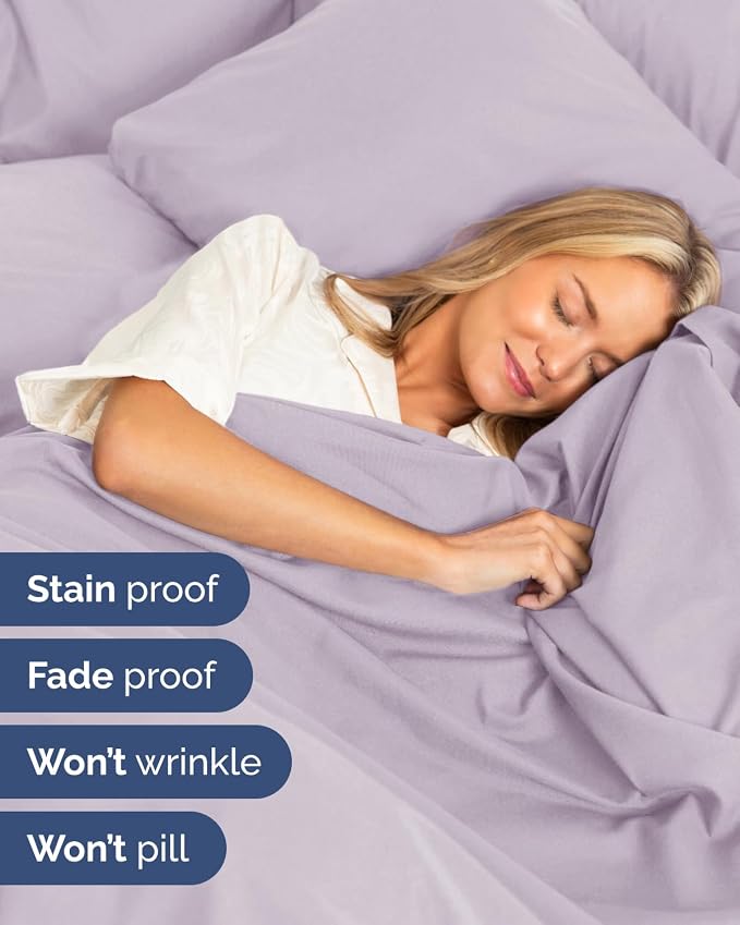 Extra Deep Flex Top Split Head King Sheet Set - 6 Piece Breathable and Cooling Sheets - Hotel Luxury Bedding for Women, Men, Kids & Teens - Easy Secure Fit - Extra Deep Pockets - Light Lavender
