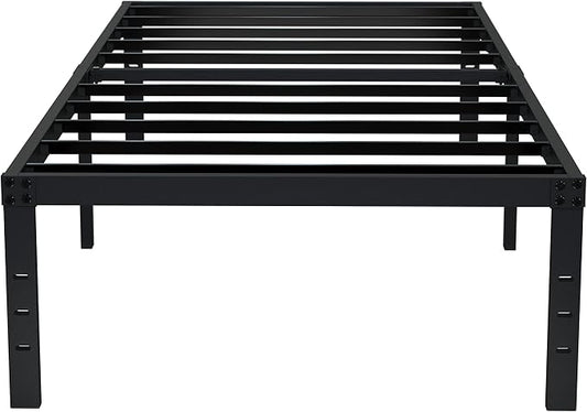 EMODA 16 Inch Heavy Duty Twin Bed Frame, Metal Platform Bed Frames | No Box Spring Needed, Noise Free, Easy Assembly, Black