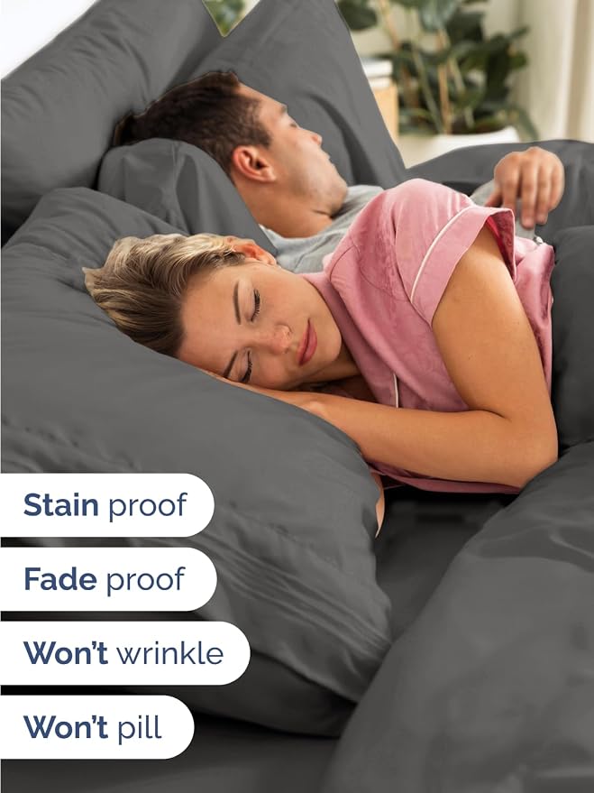 Extra Deep Split King Sheet Set - 7 Piece Breathable & Cooling - Charcoal | Hotel Luxury Bed Sheets Set, Easy & Secure Fit, Ultra-Soft, Wrinkle & Fade Free, Comfy Sheets Set with Extra Deep Pockets