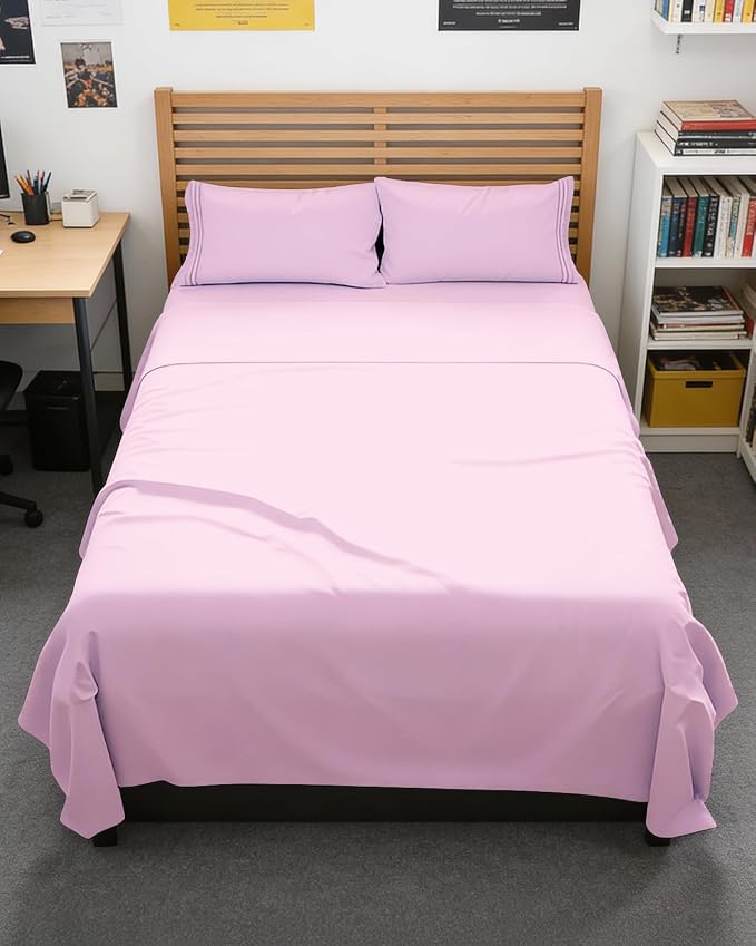 Full XL Sheets - 4 Piece Full XL Sheet Set - Cool & Breathable - Light Pink | Hotel Luxury Bedding for Women & Men with Deep Pockets, Ultra-Soft, Comfy, Easy-Fit, Wrinkle Free & Fade Resistant, Oeko-Tex
